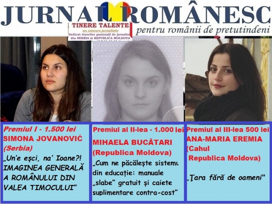 C&Acirc;ȘTIGĂTORII CONCURSULUI DE JURNALISM &bdquo;TINERE TALENTE", CU TEMA &bdquo;ROM&Acirc;NII DIN COMUNITĂȚILE ISTORICE" EDIȚIA A III-A, 2017
